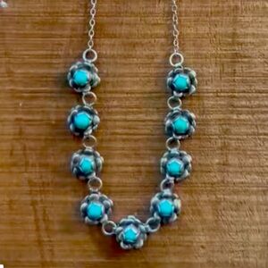 Vintage Taxco turquoise and silver necklace